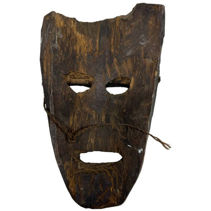 Traditionelle Holzmaske aus Nepal mit schmalem langem Gesicht
