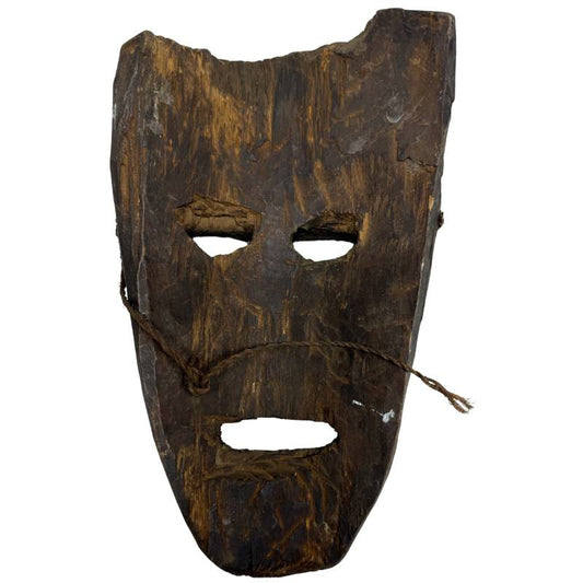 Traditionelle Holzmaske aus Nepal mit schmalem langem Gesicht
