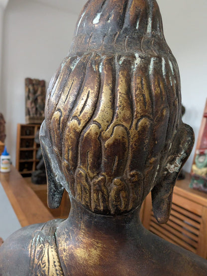 Authentische antike Himalaya-Kunst: Buddha-Statue aus Bronze