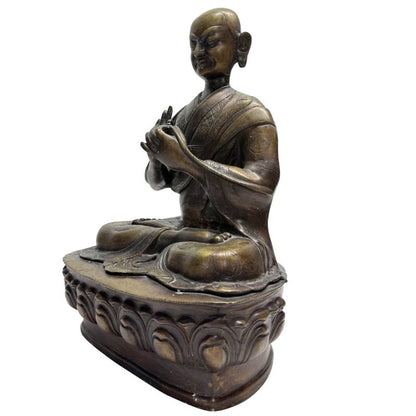 Exklusives Sammlerstück: Antike Himalaya Lama-Statue aus massiver Bronze, 38 cm Höhe, 8,1 kg, 19. Jahrhundert