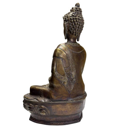 Antike Medizin-Buddha Statue aus dem Himalaya für exklusives Interieur, schwere Bronze (5,3 kg), 38,5 cm hoch, Bhaisajyaguru, 18.-19. Jahrhundert, Lot 430
