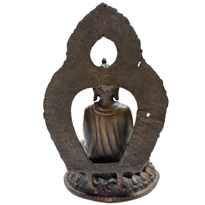 Set aus zwei Himalaya Meditations-Buddhas, 19. Jahrhundert, Lot 462, schwere Bronze mit Resten originaler Feuervergoldung, Dhyana Mudra Pose auf Lotus-Thronen, 2,8 kg Gesamtgewicht, 1stbuddha.