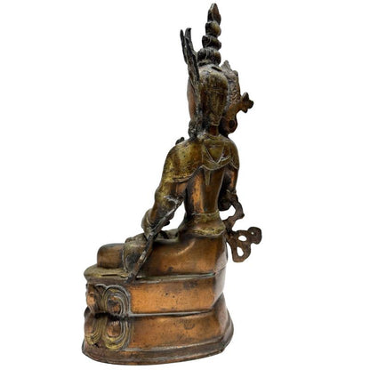 Vajrasattva Bronzestatue aus dem Himalaya, Lot 460, hält Vajra und Ghanta (Glocke), 34 cm hoch, 3,4 kg massive Bronze, rituell konsekriert mit offener Ushnisha, tiefe Edelpatina, 1stbuddha.