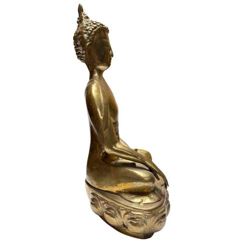 Antike Buddha Statue aus der Himalaya-Region, feuervergoldete Bronze, 18.-19. Jahrhundert, 36,5 cm hoch, 4 kg schwer, west-tibetanischer Stil, authentisches Sakralobjekt, Lot 424.