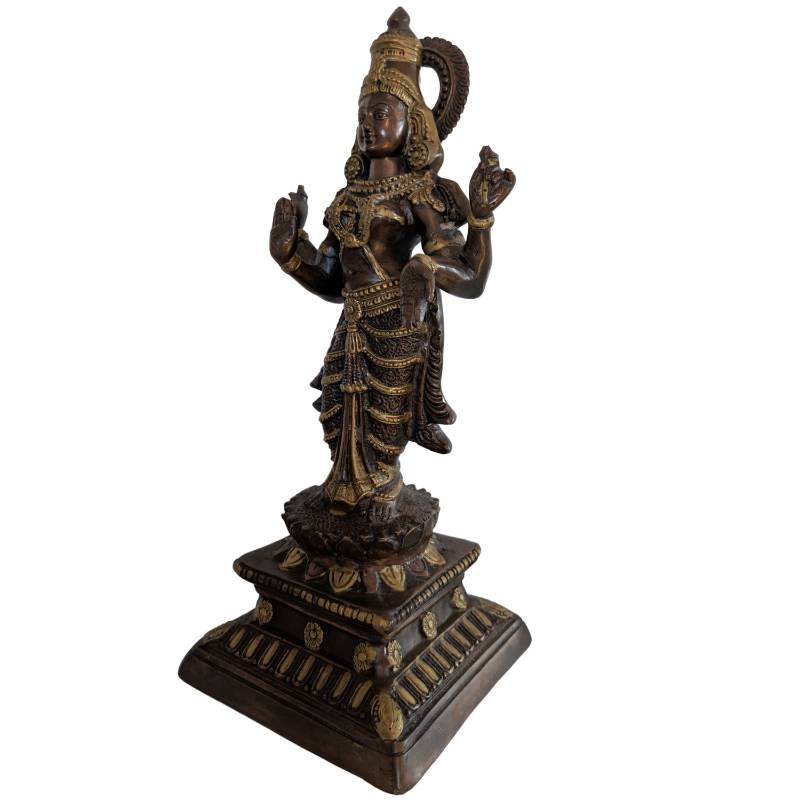 Hindu Lakshmi Bronze Statue – Indien Göttin von Glück und Wohlstand | 1stBuddha