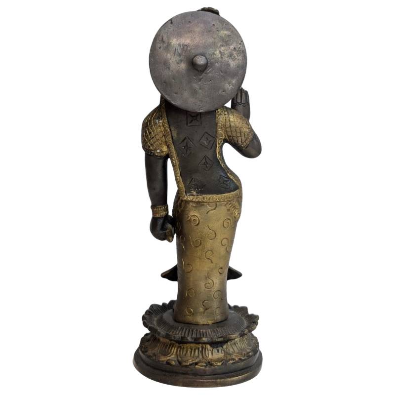 Hindu Statue Bronze Figur Sari Gravur Details