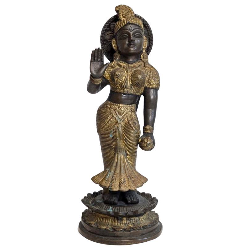 Hindu Statue Bronze Parvati Lotus Sockel