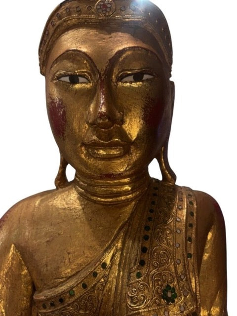Holz Buddha antik mit natürlicher Patina