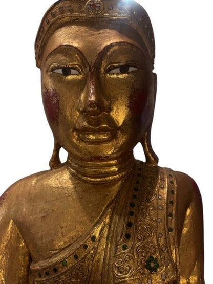 Holz Buddha antik mit natürlicher Patina
