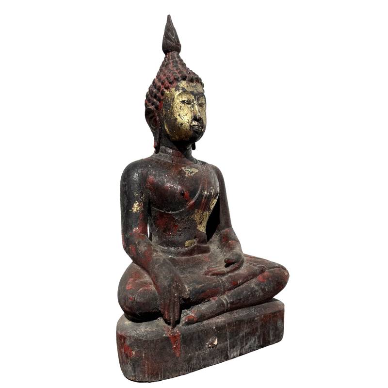 Birmanischer Holz-Buddha aus dem späten 19. Jahrhundert.