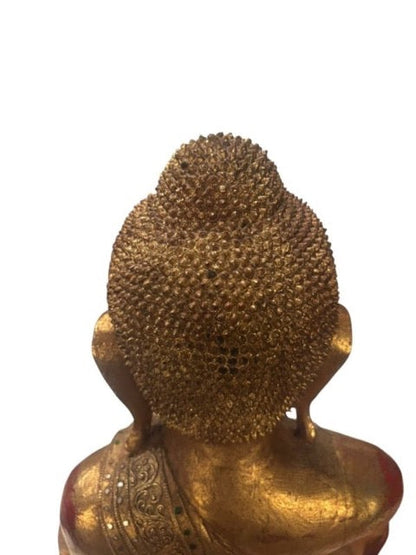Holz Buddha Statue mit Vergoldung aus Asien