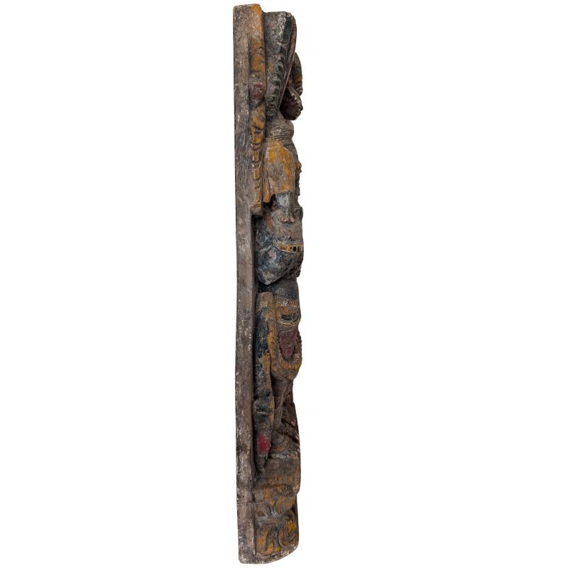 Hindu Tempelrelief – Vishnu und Lakshmi Holzpanel Indien Polychrom | 1stBuddha