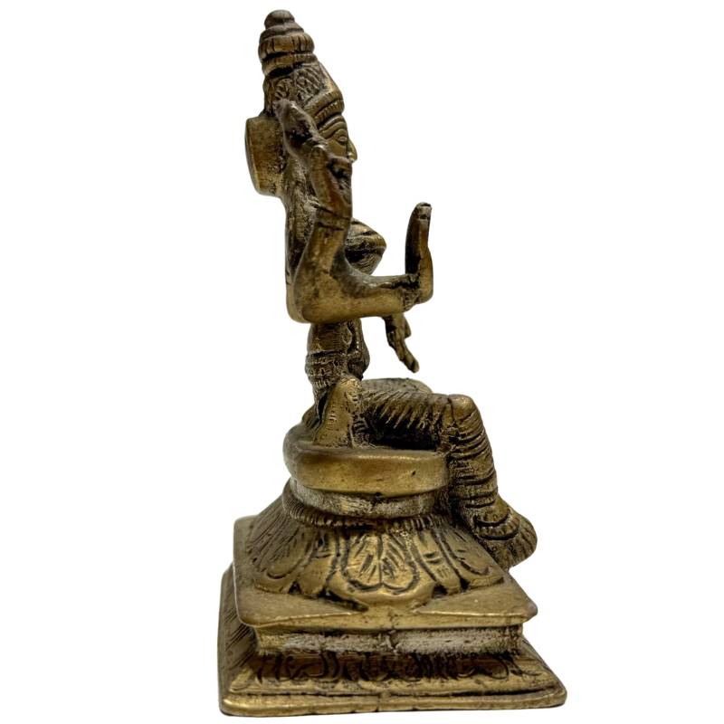 Seitenansicht der massiven Lakshmi Bronzestatue, 0,6 kg Gewicht
