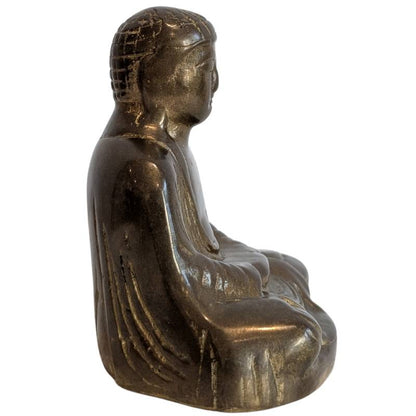 Japanischer Buddha Bronze Meditation Dhyana Mudra mit authentischer Alterspatina