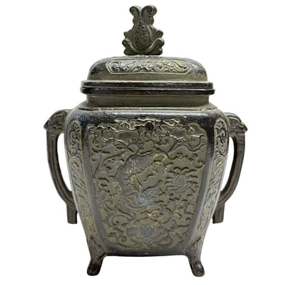 Antiker japanischer Koro aus der Meiji-Periode, feuervergoldete Bronze, 18 cm hoch