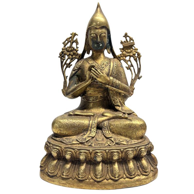 Antike Je Tsongkhapa Bronze-Statue aus Tibet, 28,5 cm hoch.