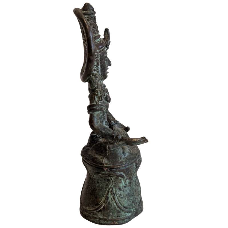 Khmer Lokeshvara Bronze klein als Schutzfigur mit natürlicher Patina
