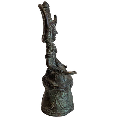 Khmer Lokeshvara Bronze klein als Schutzfigur mit natürlicher Patina