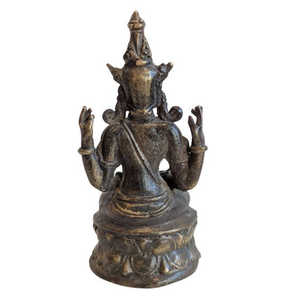 Antikes Khmer-Schutzbildnis des Lokeshvara aus massiver Bronze, durch rituelles Tragen geglättete Oberfläche mit tiefer, dunkler Patina, Lot 147 – 1stbuddha.