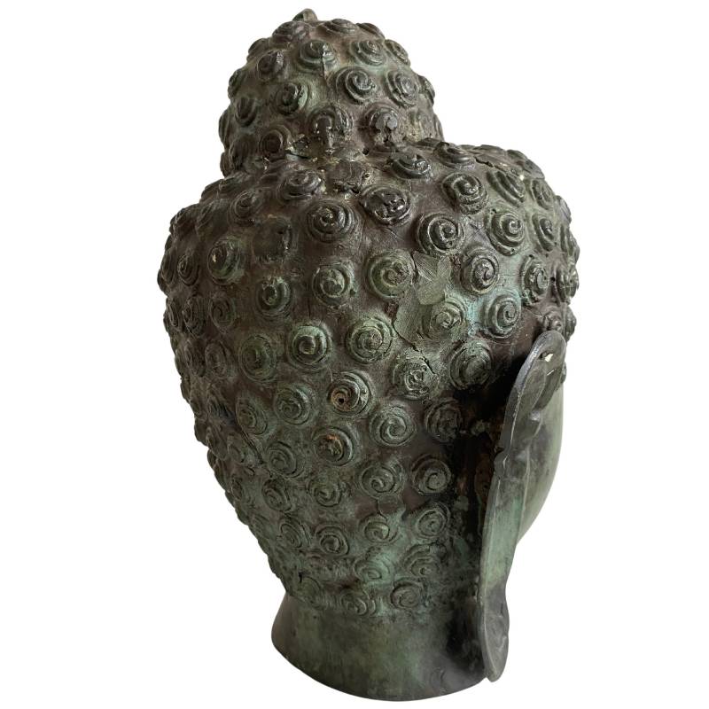 Klassischer Buddha Kopf aus Bronze aus Thailand