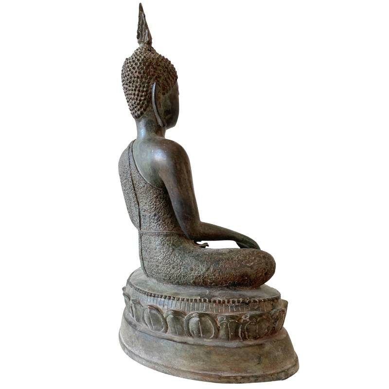 Klassische thailändische Buddha-Statue aus Bronze, traditionelle thailändische Bildhauerkunst