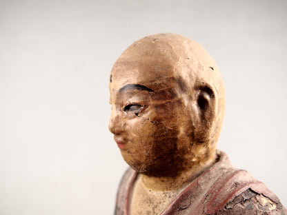 Holzstatue des buddhistischen Meisters Kobo Daishi aus Japan
