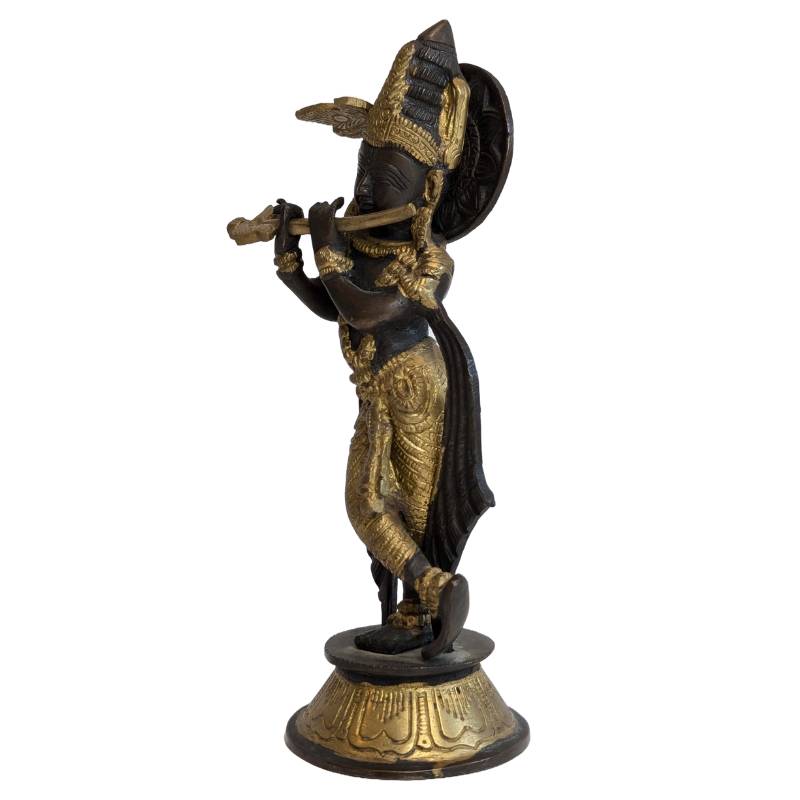 Krishna Bronze Figur Gesicht ruhiger Ausdruck