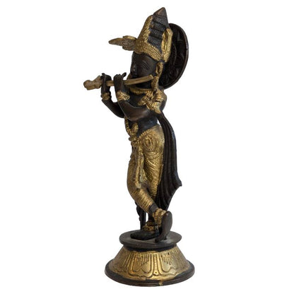 Krishna Bronze Figur Gesicht ruhiger Ausdruck