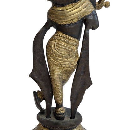 Krishna Bronze Figur göttliche Musik Darstellung