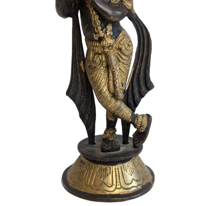 Krishna Bronze Figur hindu Gott Flöte Darstellung