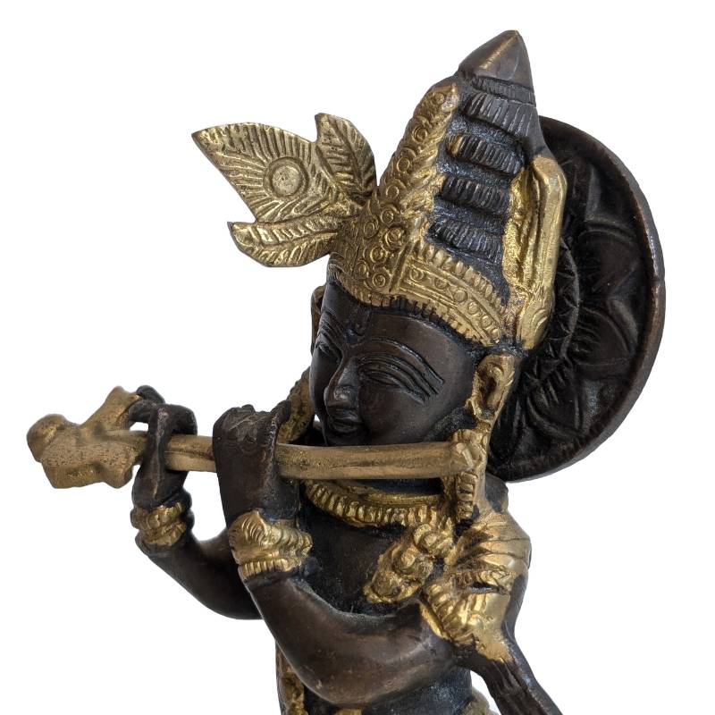 Krishna Bronze Figur hindu religiöse Kunst