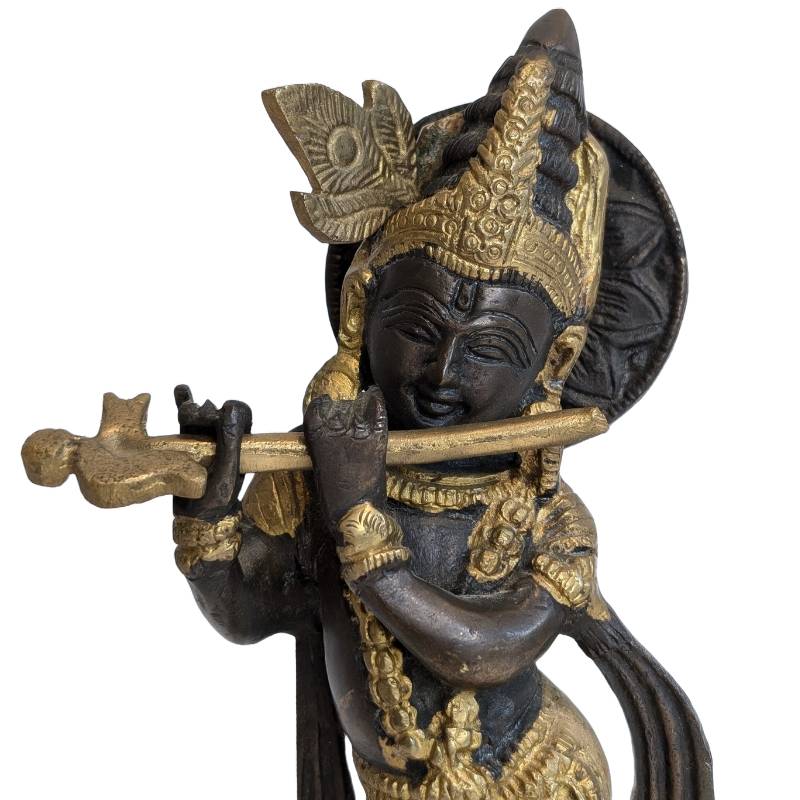 Krishna Bronze Figur Körperhaltung elegante Linie