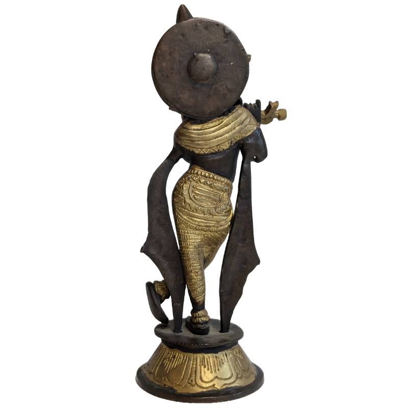 Krishna Bronze Figur Krone Schmuck Details