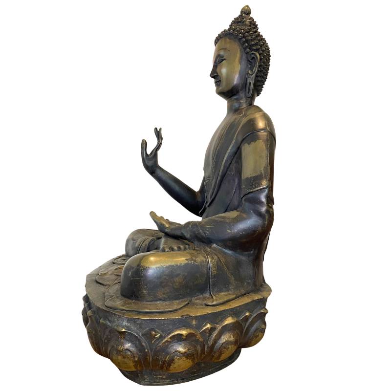 Antiker Ladakh-Buddha, feuervergoldetes Bronze-Tempelbild aus dem 18. Jahrhundert