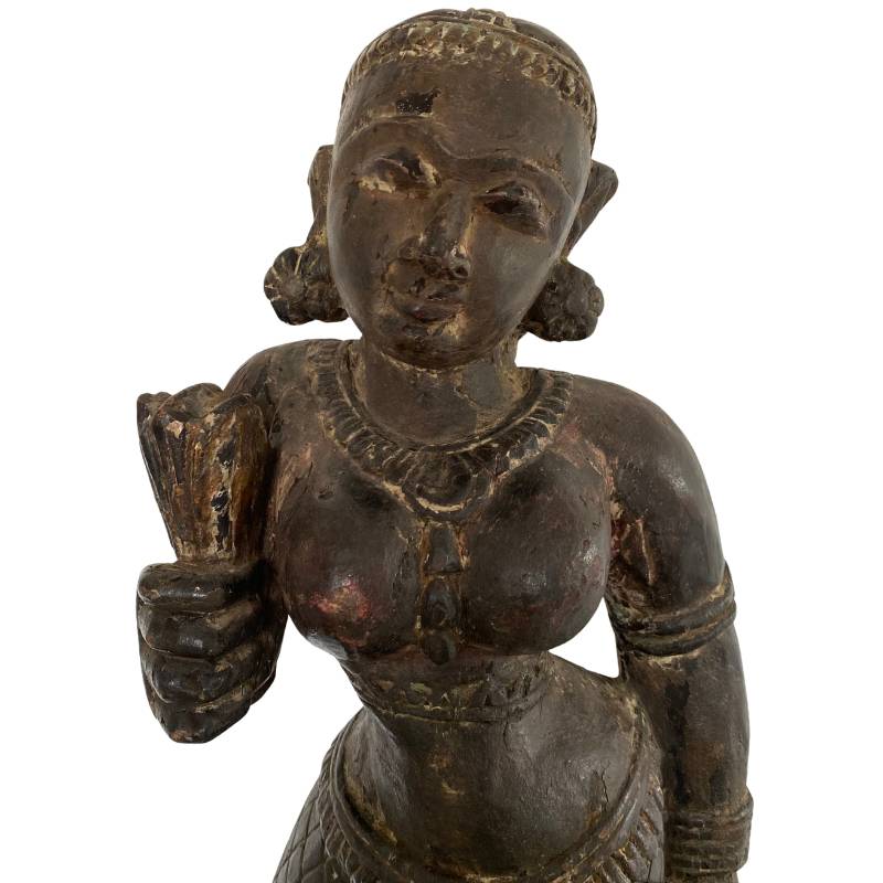 Holzfigur Lakshmi – Nepal Rituelles Objekt im Newar-Stil mit schlichter Formgebung | 1stBuddha