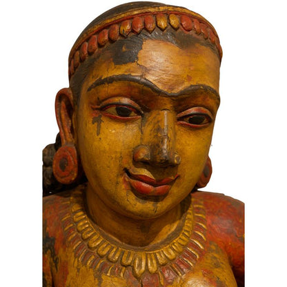 Rekonstruktion Lakshmi Holzfigur – Nepal Newar mit ursprünglicher Polychromie und Vergoldung | 1stBuddha