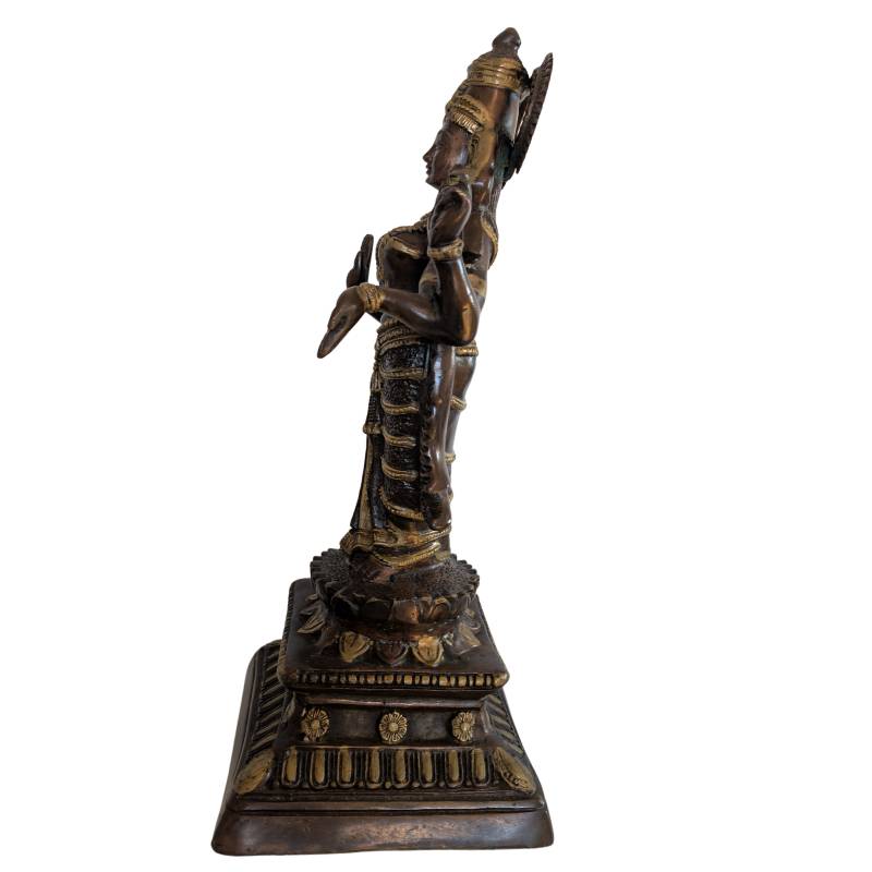 Lakshmi Bronze Skulptur – Indien Hindu Göttin auf Lotusbasis | 1stBuddha