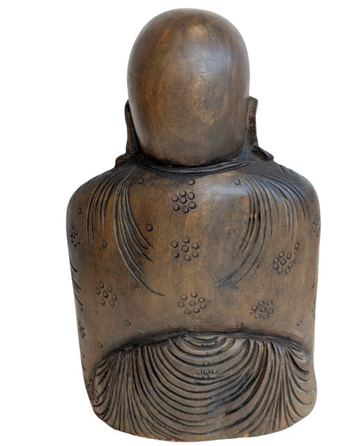 Laughing Buddha Holz Patina Figur