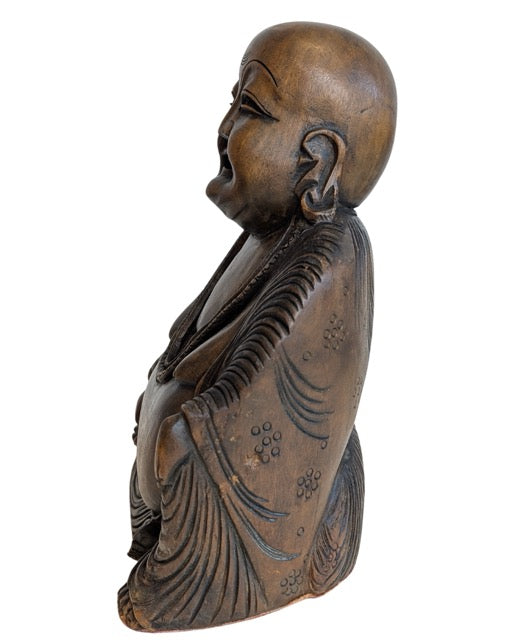 Laughing Buddha Holz Statue Wohlstand
