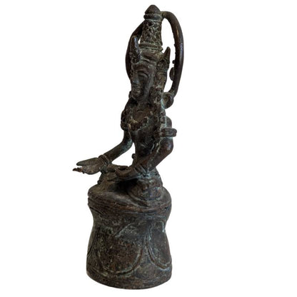 Lokeshvara Bronze Khmer klein Reise Figur mit Patina und Charakter