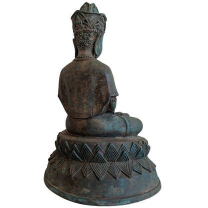 Antike Mahayana-Bodhisattva-Bronzestatue des Avalokiteshvara (Lokeshvara) mit ritueller Kundika und Buddha-Krone, massive Qualität, Lot 150.