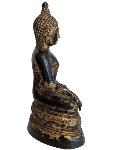 Mandalay Buddha Bronze Figur Vergoldungsreste