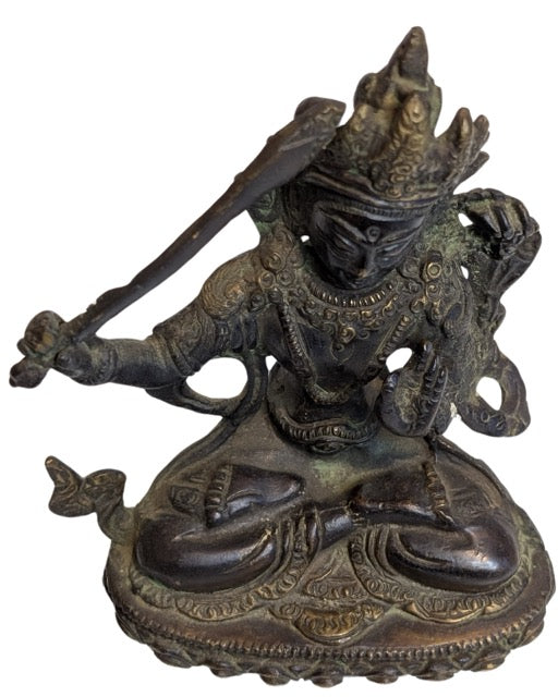 Manjushri Bronze Figur Tibet mit Patina