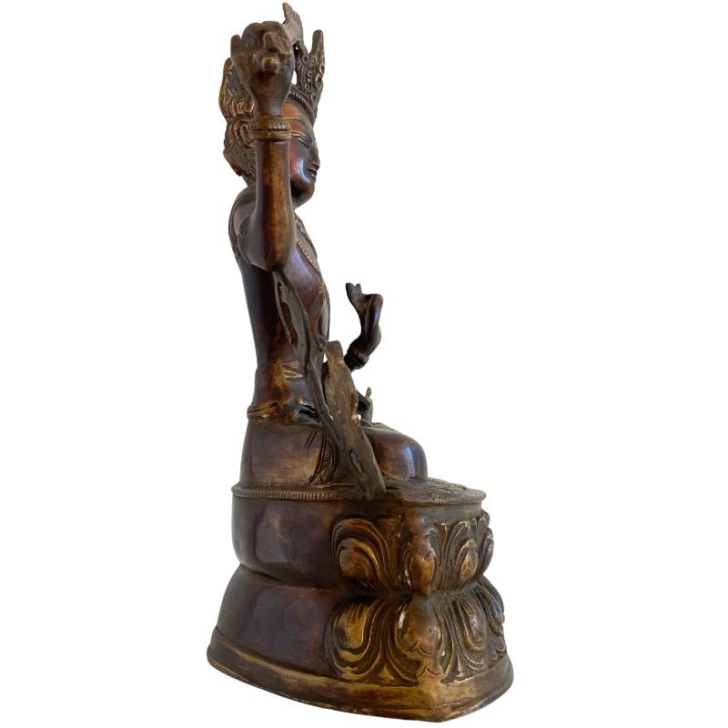 Manjushri-Statue aus Bronze mit dem flammenden Schwert der Weisheit