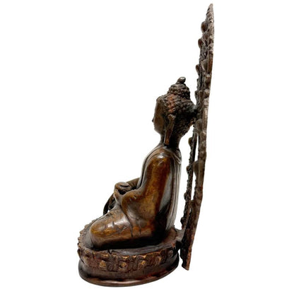 Set aus zwei antiken Meditations-Buddhas aus Nepal, 19. Jahrhundert, Lot 462, schwere Bronze mit Resten originaler Feuervergoldung, Dhyana Mudra Pose auf Lotusthronen, 1stbuddha.