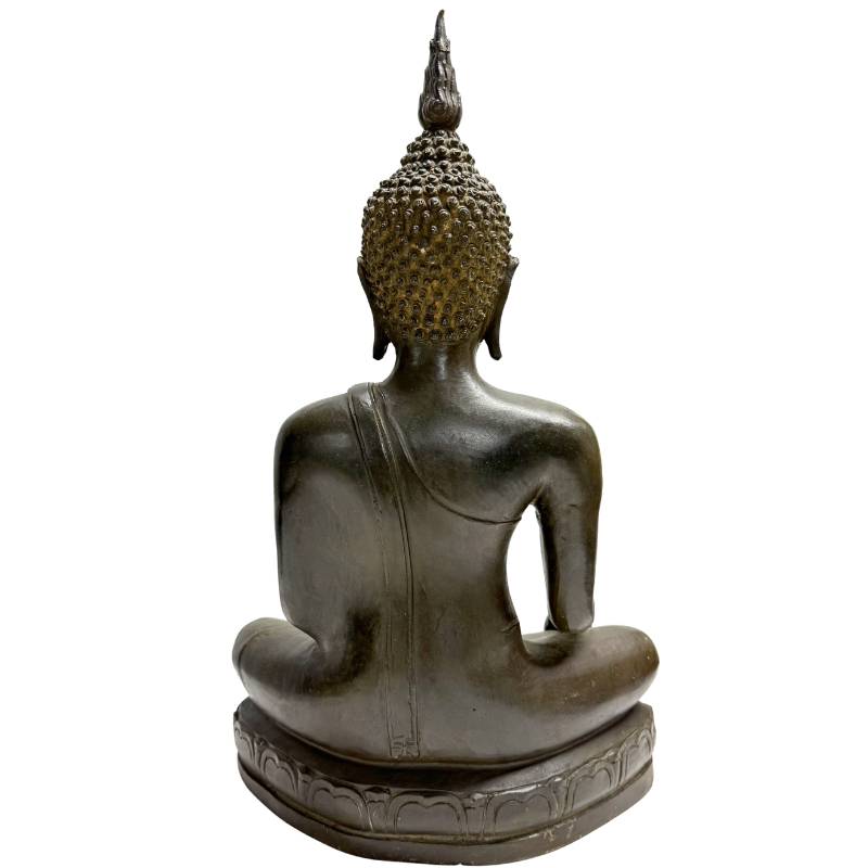 Thai Buddha in Meditationsgeste (Dhyana Mudra) aus massiver Bronze.