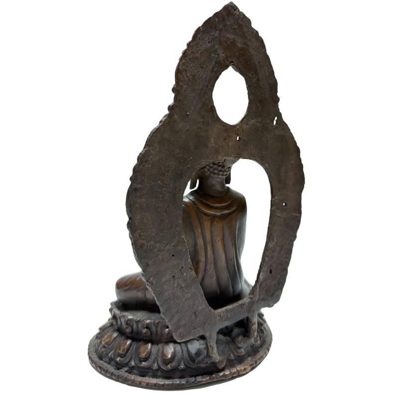 Nepalesische Buddha-Kunst aus Bronze mit Feuervergoldung, 19. Jahrhundert, Lot 462, Paar handgearbeitete Skulpturen auf Lotusbasen mit abnehmbaren Mandorlas, 2,8 kg Gesamtgewicht, 1stbuddha.