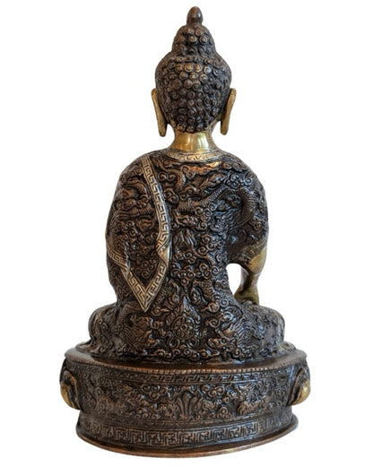 nepal buddha bhumisparsha mudra bronze skulptur hand erdberuehrung