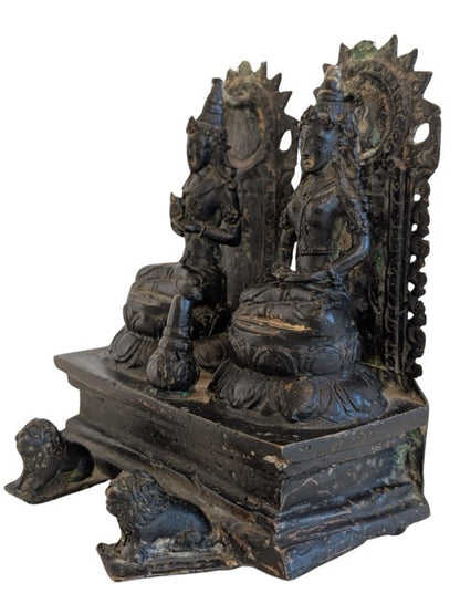nepal shiva parvati bronze skulptur patina altes devotionsobjekt
