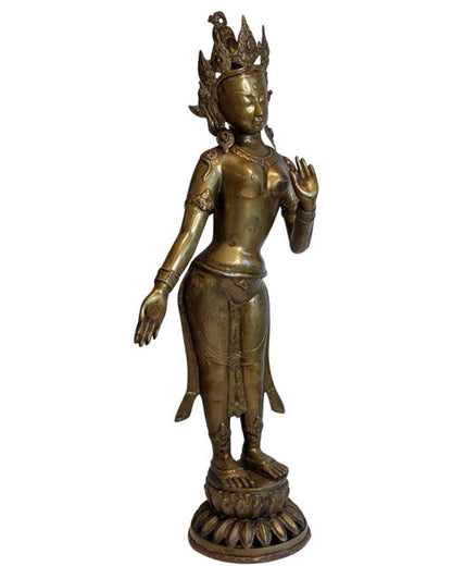 nepal tara bronze skulptur auf lotus basis klassisch